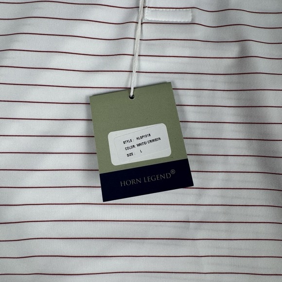 Horn Legend HL Sport Size L White Crimson Striped Polo New NWT Preppy Soft Clean - Picture 5 of 12